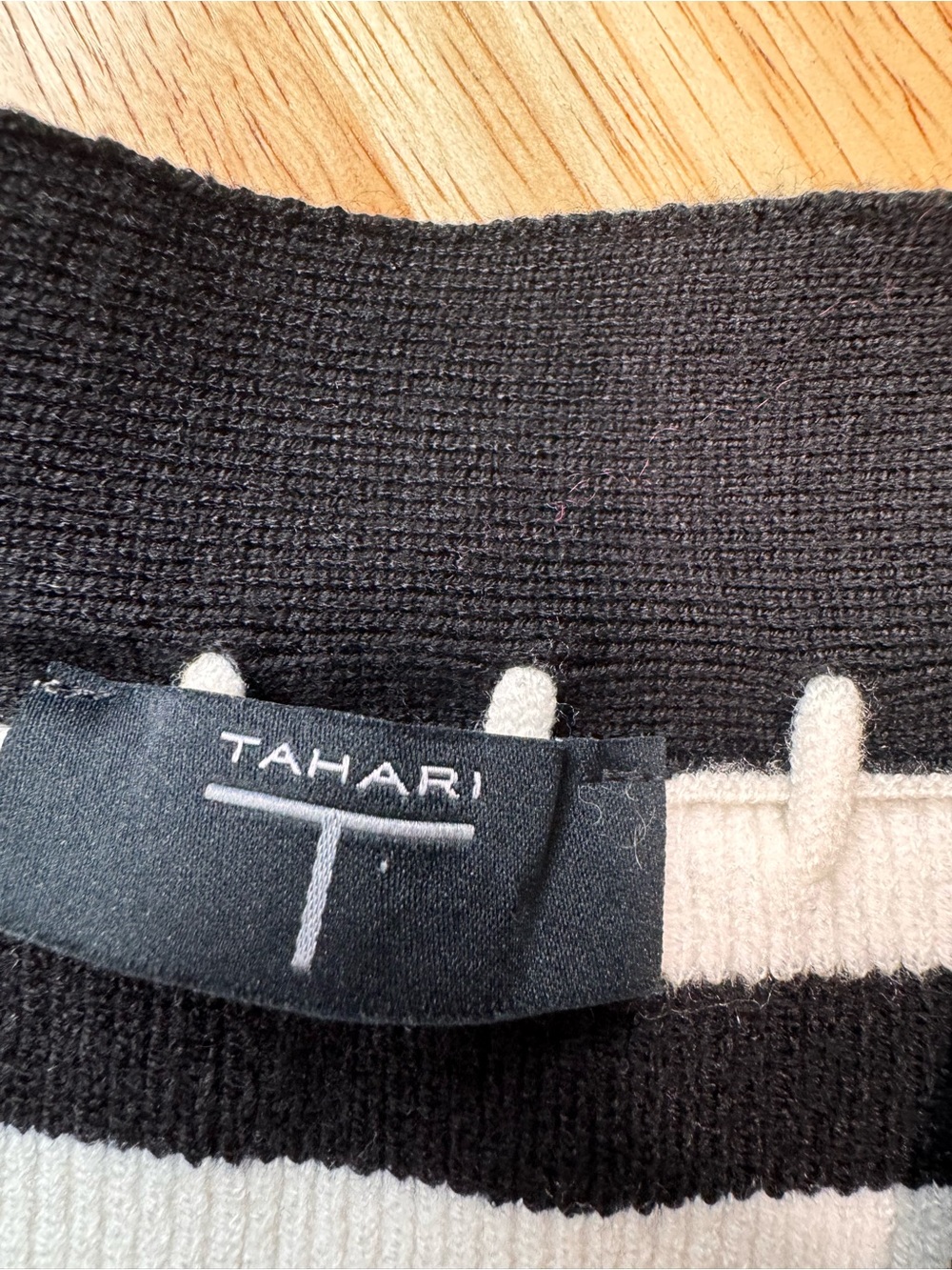Tahari Black and White Striped Button-Front Cardigan - Picture 2 of 4